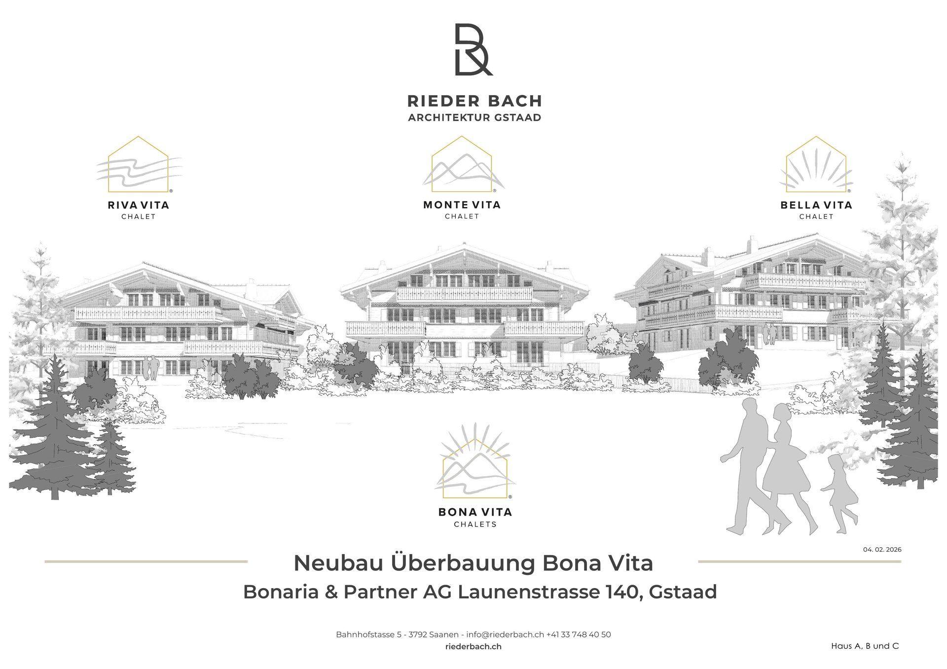 Bona Vita Chalets — Architekturzeichnung von Rieder Bach