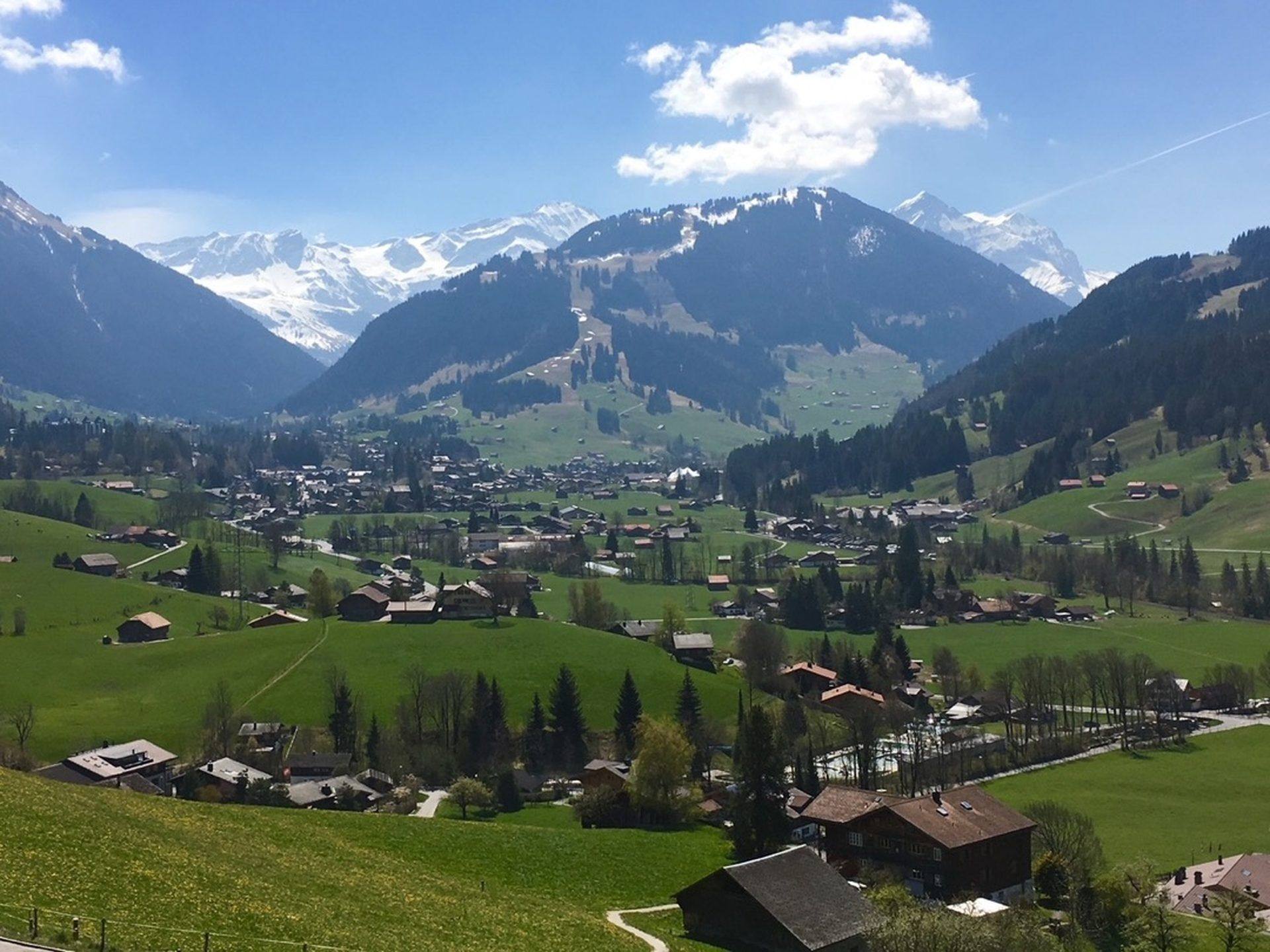 Bergpanorama Saanenland mit verschneiten Gipfeln
