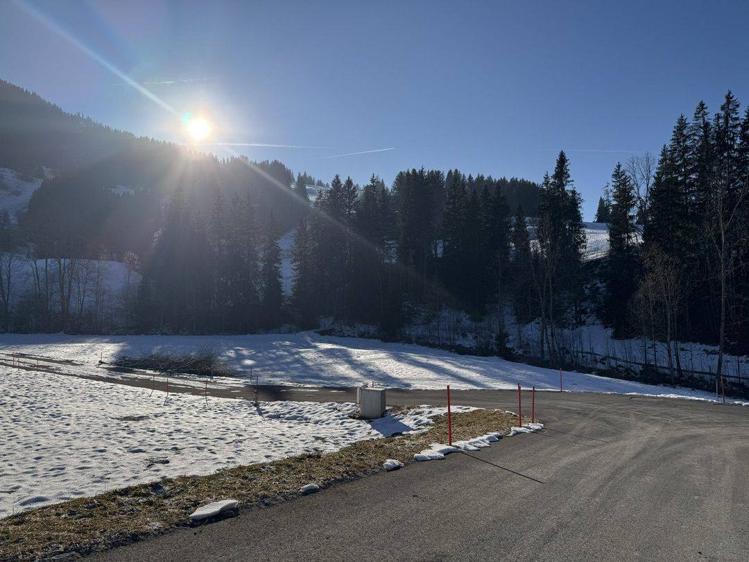 Winterliche Umgebung des Baugrundstücks